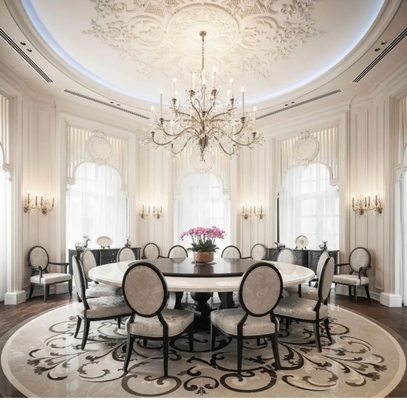 Moderno estilo del Medio Oriente Villa de lujo Ámbar beige y mármol blanco Lavabo Diseño de interiores