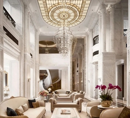 Moderno estilo del Medio Oriente Villa de lujo Ámbar beige y mármol blanco Lavabo Diseño de interiores