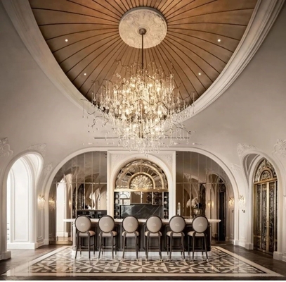 Moderno estilo del Medio Oriente Villa de lujo Ámbar beige y mármol blanco Lavabo Diseño de interiores