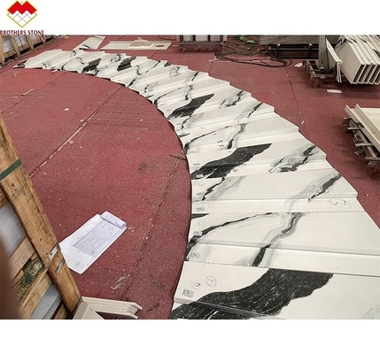 Diseño de escaleras de lavabo interior de grado personalizado Plataformas de porcelana con aspecto de mármol blanco Panda