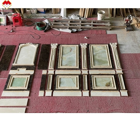 Polished Cream Beige Green Onyx Marmol Pared revestimiento de diseño moderno para el fondo de la villa