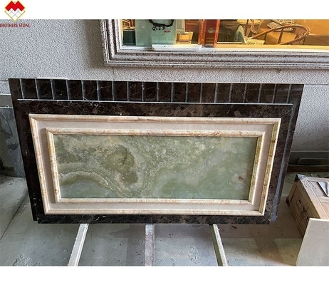 Polished Cream Beige Green Onyx Marmol Pared revestimiento de diseño moderno para el fondo de la villa