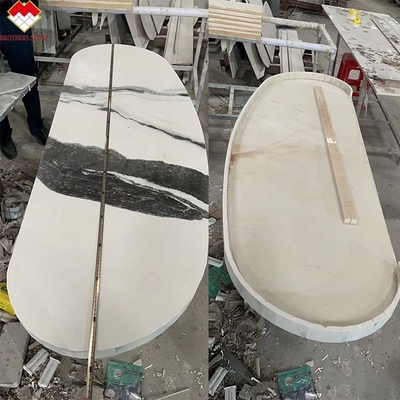 Diseño de escaleras de lavabo interior de grado personalizado Plataformas de porcelana con aspecto de mármol blanco Panda