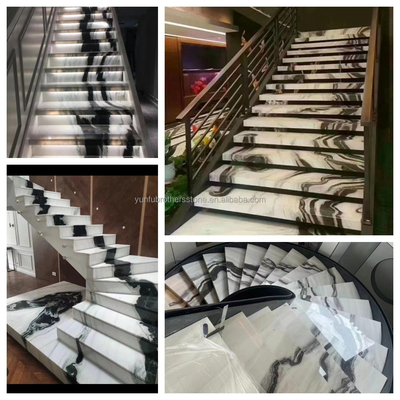 Tintas translúcidas de pintura de escaleras de mármol en blanco panda para lavabo