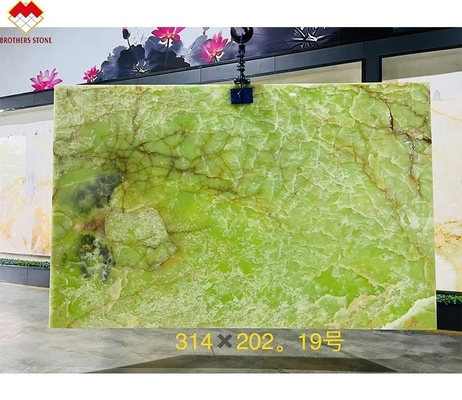 16 18 mm de espesor Piedra de ónix verde para el estilo de diseño moderno Panel de pared y encimera
