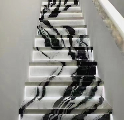 Panel de escaleras interiores con LED Panda marmol blanco pisos y elevadores para la villa comprobado