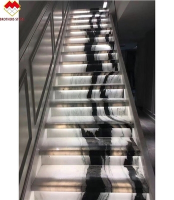 Panel de escaleras interiores con LED Panda marmol blanco pisos y elevadores para la villa comprobado