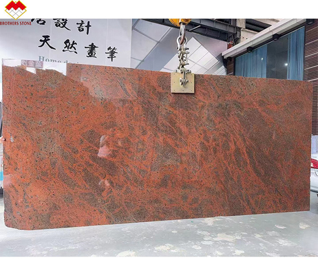 Diseño de escritorio y escalera de cocina de hierro moderno de color rojo báltico de granito en rojo multicolor