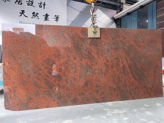 Diseño de escritorio y escalera de cocina de hierro moderno de color rojo báltico de granito en rojo multicolor