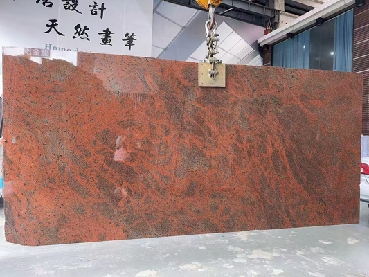 Diseño de escritorio y escalera de cocina de hierro moderno de color rojo báltico de granito en rojo multicolor