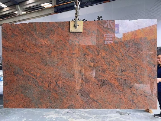Diseño de escritorio y escalera de cocina de hierro moderno de color rojo báltico de granito en rojo multicolor