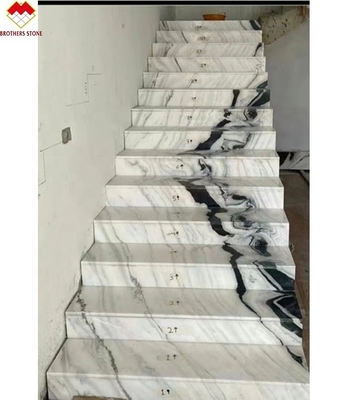 Diseño de escaleras de la villa Pisos de escaleras de mármol de Dolomita en blanco panda con superficie pulida