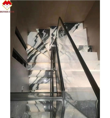 Diseño de escaleras de la villa Pisos de escaleras de mármol de Dolomita en blanco panda con superficie pulida