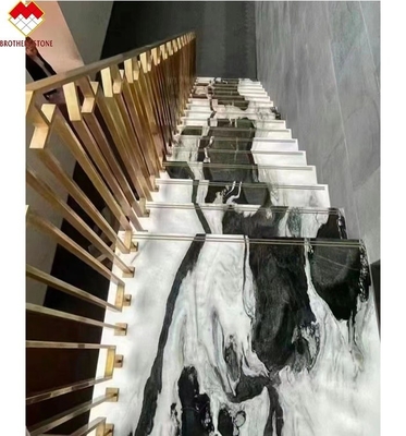Diseño de escaleras de la villa Pisos de escaleras de mármol de Dolomita en blanco panda con superficie pulida