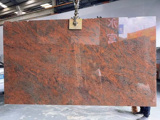 Diseño de escritorio y escalera de cocina de hierro moderno de color rojo báltico de granito en rojo multicolor