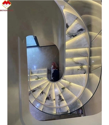 Diseño de escaleras de la villa Pisos de escaleras de mármol de Dolomita en blanco panda con superficie pulida
