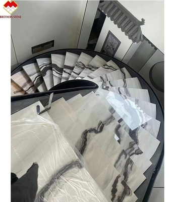 Diseño de escaleras de la villa Pisos de escaleras de mármol de Dolomita en blanco panda con superficie pulida
