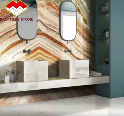 Las losas de piedra de mármol de ónix cortadas a medida son perfectas para la decoración del hogar y la mesa del salón.