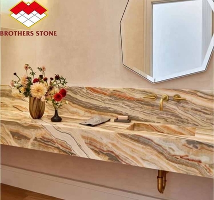 Las losas de piedra de mármol de ónix cortadas a medida son perfectas para la decoración del hogar y la mesa del salón.
