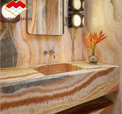 Las losas de piedra de mármol de ónix cortadas a medida son perfectas para la decoración del hogar y la mesa del salón.