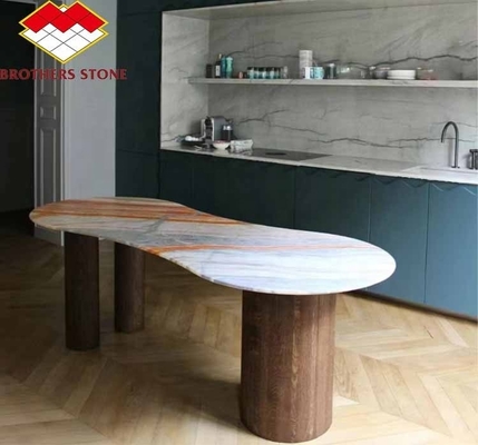 Las losas de piedra de mármol de ónix cortadas a medida son perfectas para la decoración del hogar y la mesa del salón.
