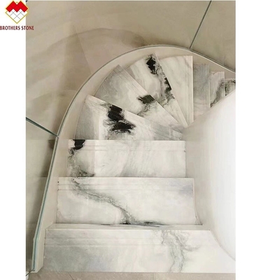 18 mm de espesor Gran losa moderna Panda natural Blanco de mármol escaleras espirales escalera