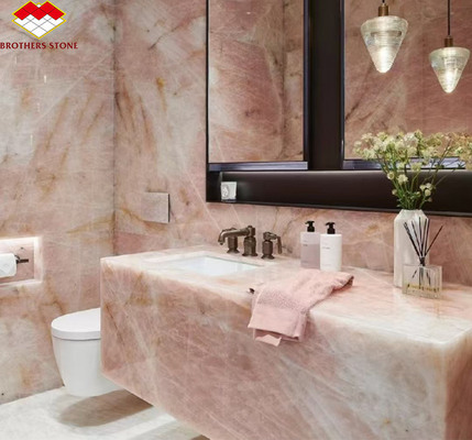 Piedra de mármol de cristal de gran tamaño para diseño de fregadero de baño de hotel moderno de lujo