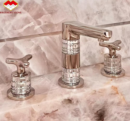 Piedra de mármol de cristal de gran tamaño para diseño de fregadero de baño de hotel moderno de lujo