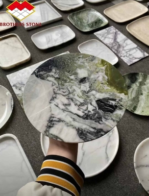 Set de comedor de marmol de hotel de 2024 con platos y cuencos de patrón de mármol moderno