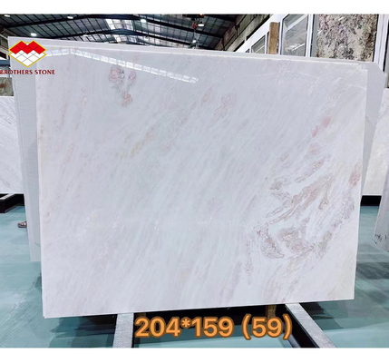 Piedra de mármol natural rosa arcoíris pulida para mesa de comedor moderna en hoteles y villas