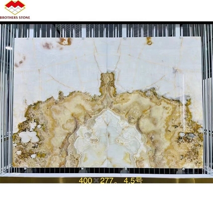 Modernas placas de mármol de ónix blanco para decoración de piedra natural personalizada