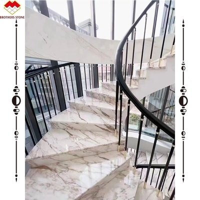 Buena escalera de cerámica de mármol con mosaico de paso en blanco con acabado acristalado personalizado