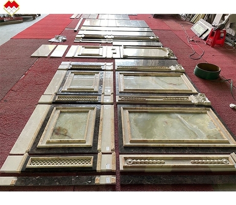 Gran tabla Emperador Marmol panel de pared diseño de columna tallada para la crema Beige tabla de mármol