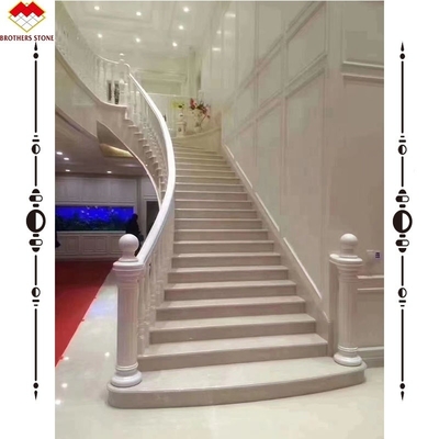 Escalera de arco de diseño de chorro de agua de mármol personalizado para interiores de casas