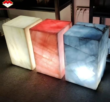 Modernas lámparas de piedra de cristal translúcido rosa de ónix para paneles de fondo de pared con retroiluminación