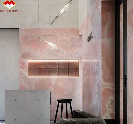 Modernas lámparas de piedra de cristal translúcido rosa de ónix para paneles de fondo de pared con retroiluminación