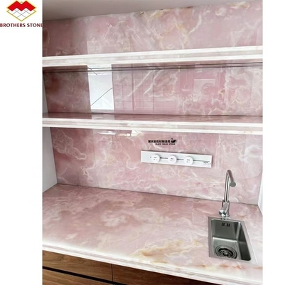 Modernas lámparas de piedra de cristal translúcido rosa de ónix para paneles de fondo de pared con retroiluminación