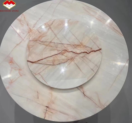 Tela de comedor redonda de lujo con venas rojas