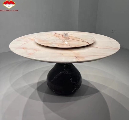 Tela de comedor redonda de lujo con venas rojas