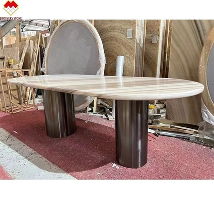 Palissandro Mesa de mármol azul de la parte superior de la mesa de comedor moderna con dibujo y 180 * 90cm tamaño
