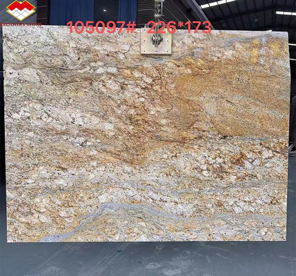 Hotel de diseño moderno Granito blanco ornamental con venas doradas 20 mm grandes losas pulidas