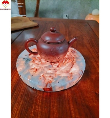 Artículos de mesa pulidos con 18 20mm Lumi Stone Onyx Mat Tazas de té y monturas de mármol de onix