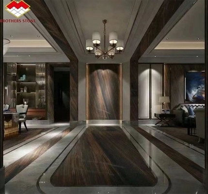 Plancha de piso de hotel de estilo moderno de arena dorada ajustada arena movida mármol de granito marrón