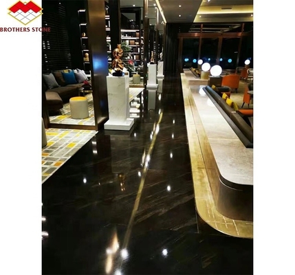 Plancha de piso de hotel de estilo moderno de arena dorada ajustada arena movida mármol de granito marrón