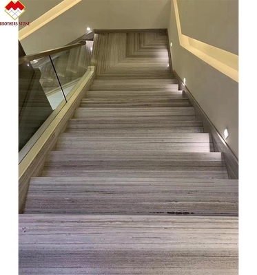 Escalera de mármol blanco con Led de tamaño personalizado de escalera de mármol con luz