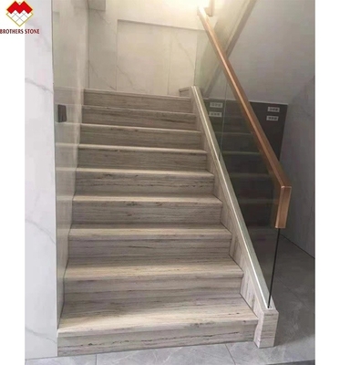 Escalera de mármol blanco con Led de tamaño personalizado de escalera de mármol con luz