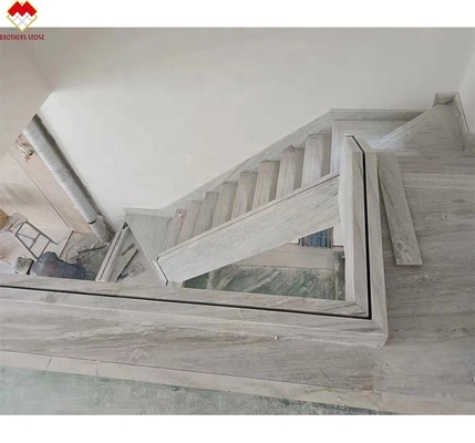 Escalera de mármol blanco con Led de tamaño personalizado de escalera de mármol con luz