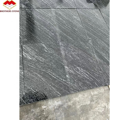 Modern Hotel Matt Superficie de acabado de piedra natural Granito gris oscuro con venas blancas Escalera