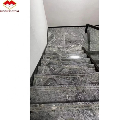 Modern Hotel Matt Superficie de acabado de piedra natural Granito gris oscuro con venas blancas Escalera