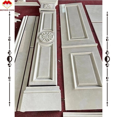 Panel de pared de mármol beige claro y columna de tallado de mármol para pantalla de fondo moderna
